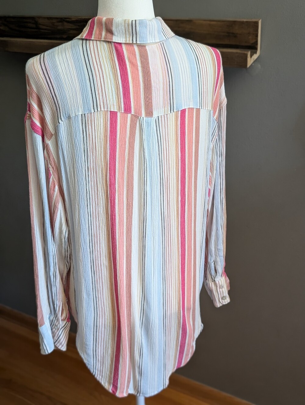 Coastal Granddaughter Popsicle Striped Rainbow Oversized Button Down Shirt XS/S - Picture 3 of 7